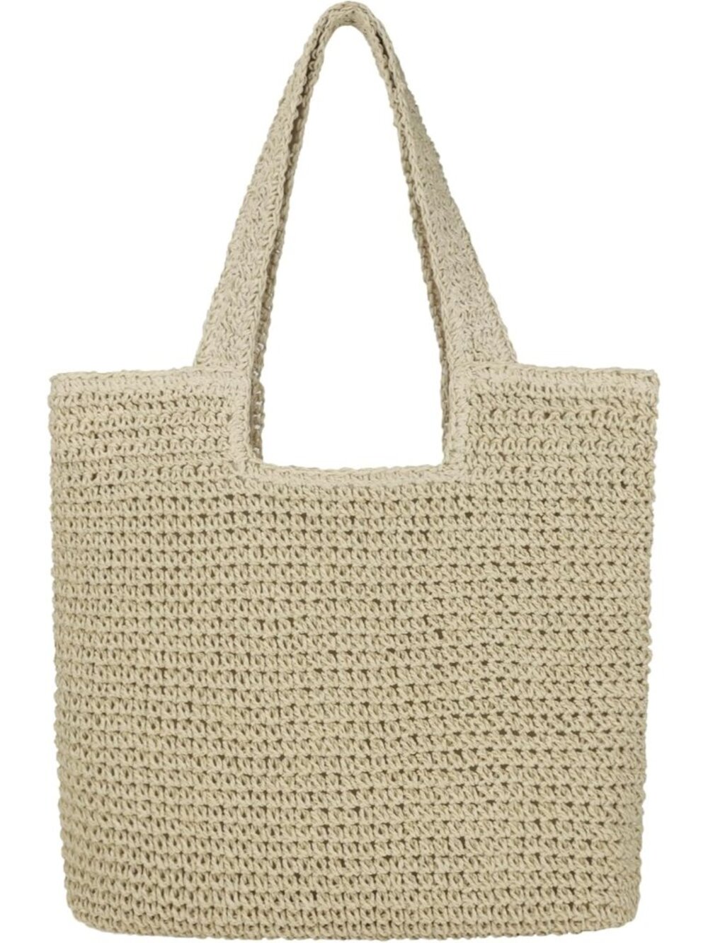 Women's Beige Large Straw Beach Bag Handmade Woven Shoulder Bags for Summer